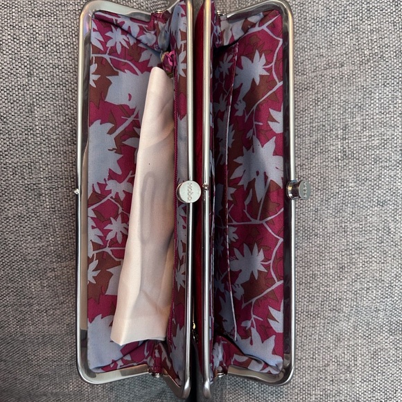 HOBO Lauren Leather Double Frame Wallet/Clutch in Red - Picture 5 of 5